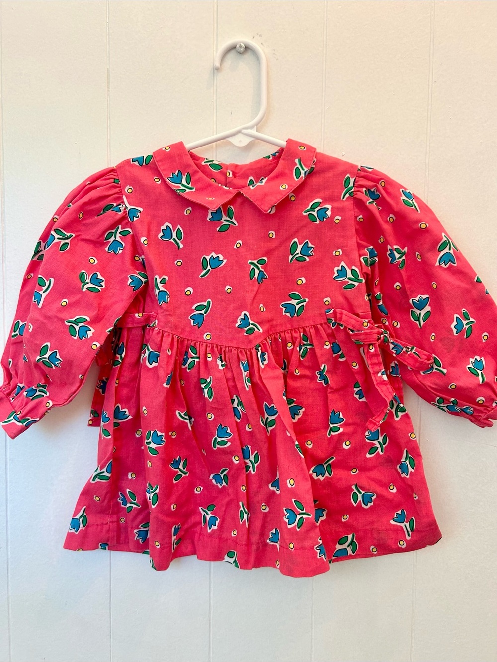 Vintage Oshkosh Girls' Pink Floral Long-Sleeve Tunic Dress